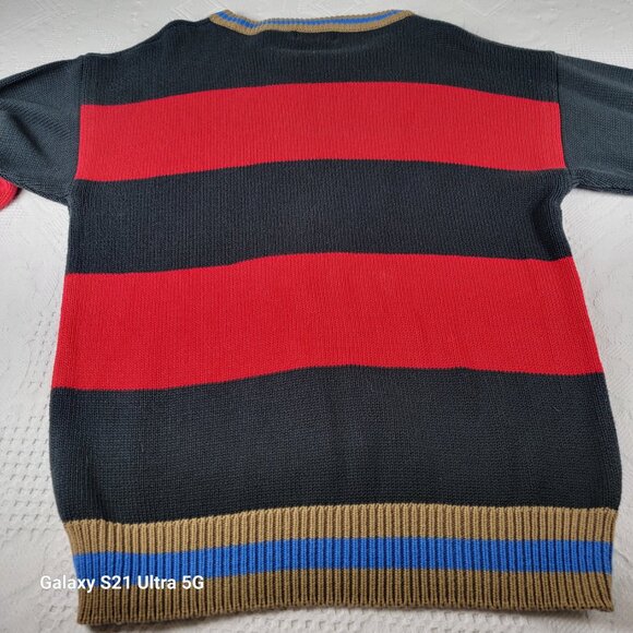 Aureus sweater crew‎ vtg men's size Lg Possum Trot logo retro stripe red black - Picture 8 of 11